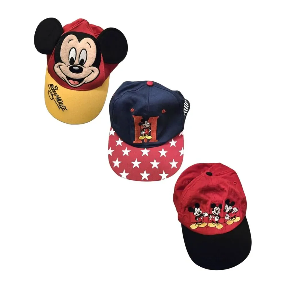Vintage Mickey Mouse Hat Bundle (3) Disney Mickey Unlimited & Park Youth Cap